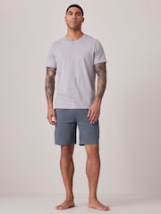 Navy Blue/Grey Texture 100% Cotton Lightweight Joggers Shorts 2 Pack - Image 4 of 14
