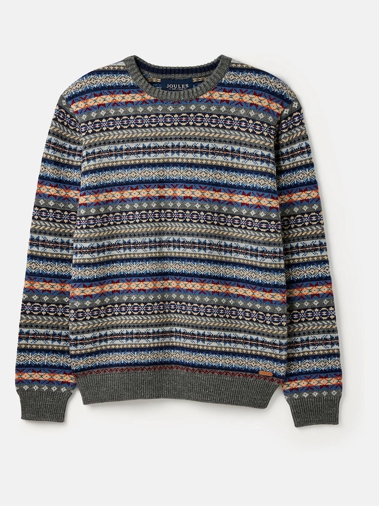 Joules Fair Isle Grey Jumper - Image 1 of 5