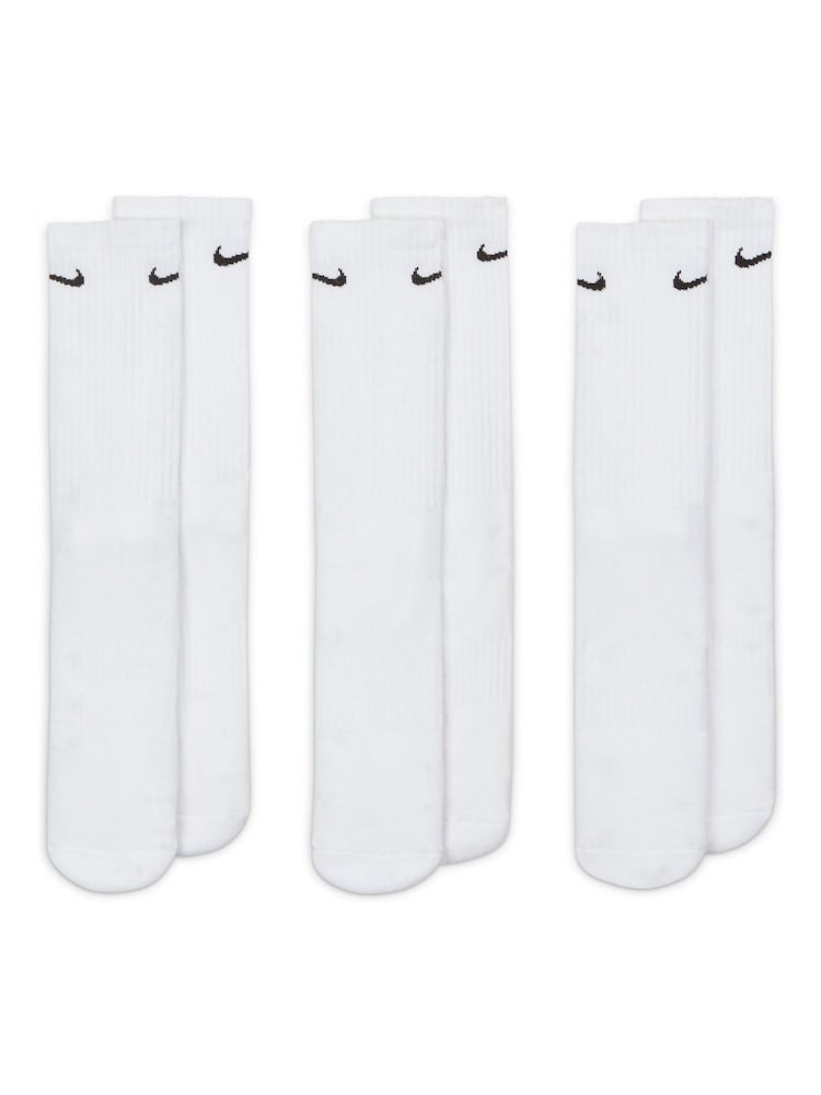 Nike White Crew Everyday Cushioned Crew Socks 3 Pack - Image 2 of 3