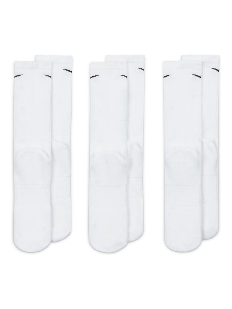 Nike White Crew Everyday Cushioned Crew Socks 3 Pack - Image 3 of 3