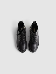 Reiss Black Jenna Leather Lace-Up Boots - Image 3 of 6