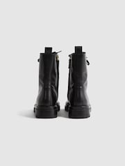 Reiss Black Jenna Leather Lace-Up Boots - Image 4 of 6