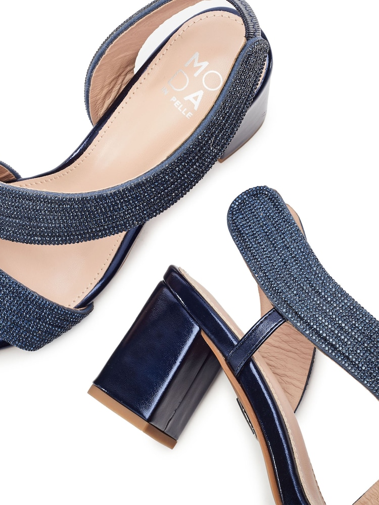 Moda in Pelle Blue Nikkia Asymmetric Glitz Heel Sandals - Image 4 of 4 Moda in Pelle Blue Nikkia Asymmetric Glitz Heel Sandals - Image 4 of 4