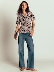 Boden Brown Embroidered Peplum Top - Image 4 of 5