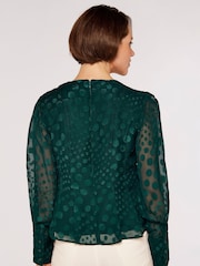Apricot Green Jacquard Graduating Dot Blouse - Image 3 of 4