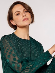 Apricot Green Jacquard Graduating Dot Blouse - Image 4 of 4