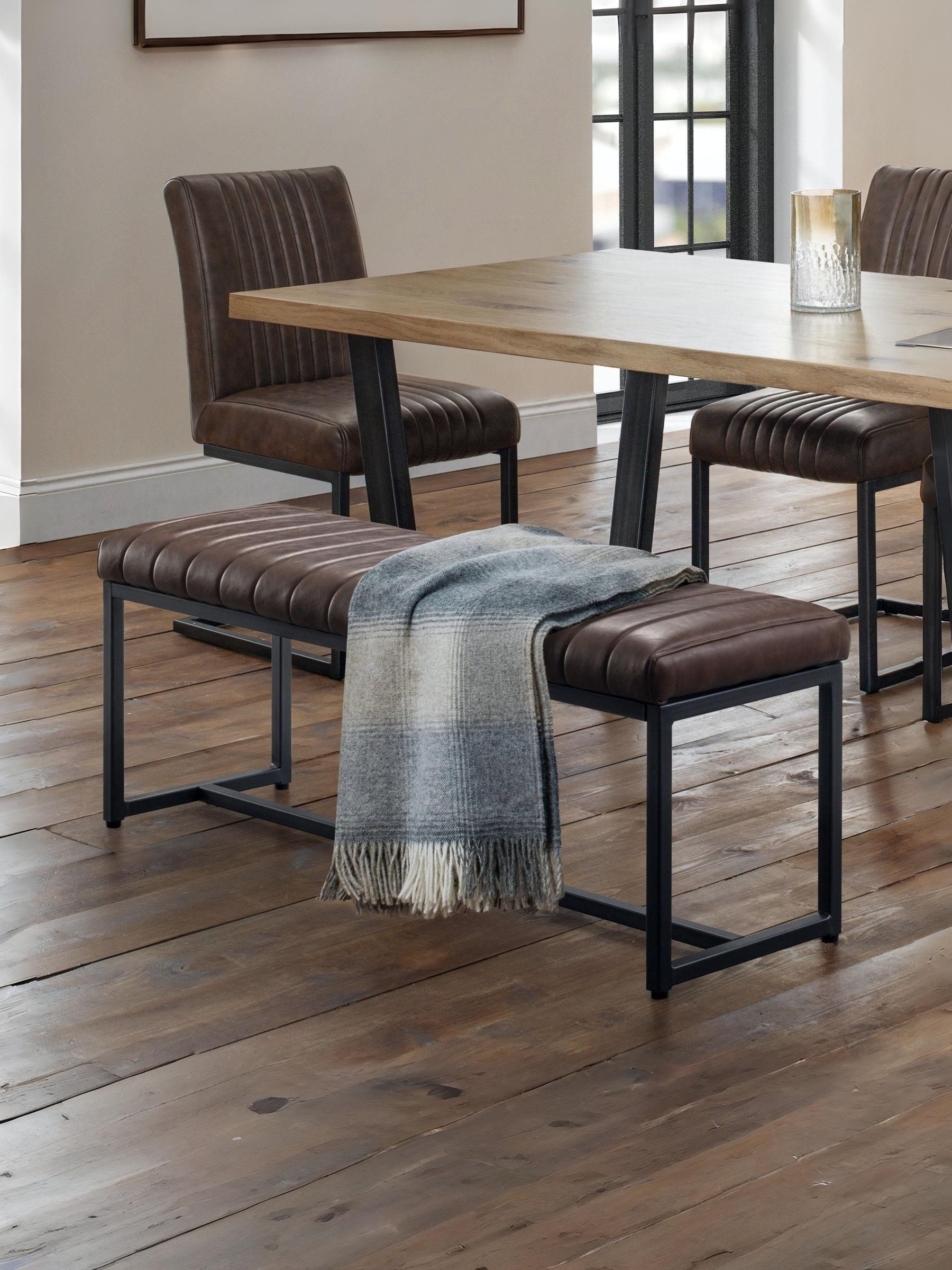 Julian Bowen Unisex Oak Brooklyn Upholstered Bench