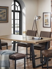 Julian Bowen Oak Brooklyn Upholstered Bench - Image 1 of 4