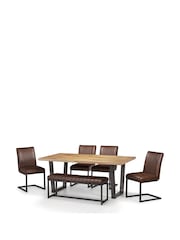 Julian Bowen Oak Brooklyn Upholstered Bench - Image 6 of 6