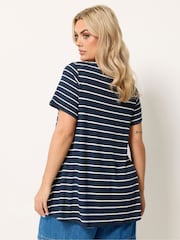 Yours Curve Black Stripe Ribbed Swing Top - Image 3 of 5