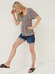 FatFace Green Lucia Festival Floral Top - Image 3 of 5