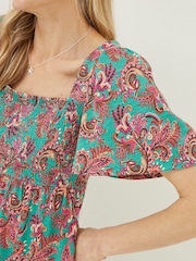 FatFace Green Lucia Festival Floral Top - Image 4 of 5
