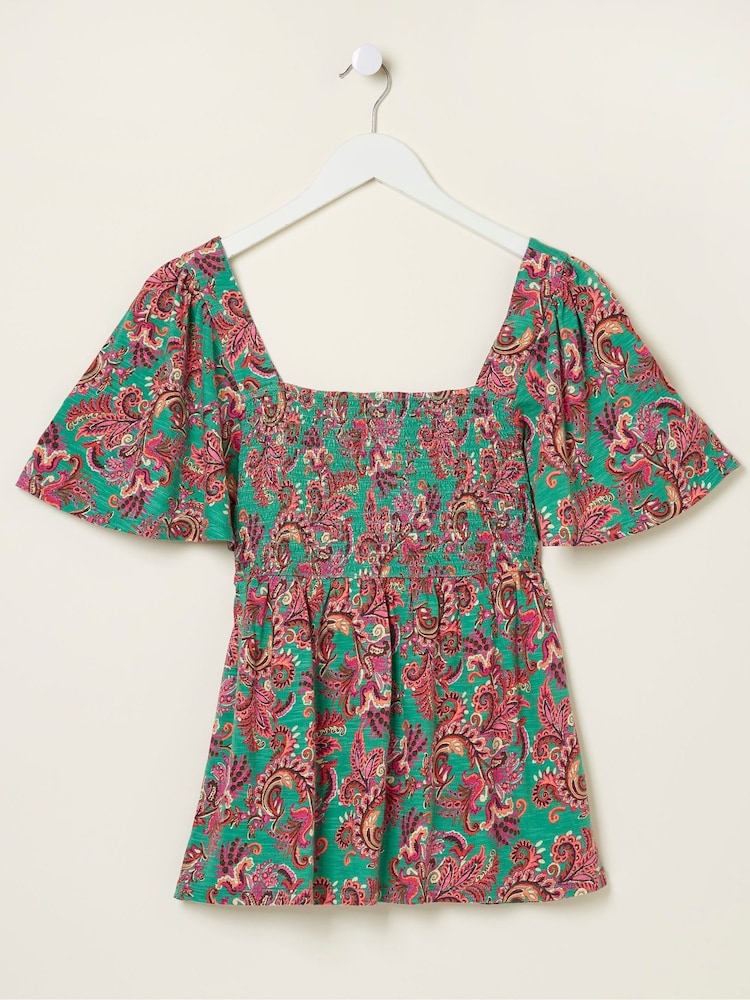 FatFace Green Lucia Festival Floral Top - Image 5 of 5