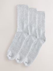 Grau - Gerippte Sport-Knöchelsocken mit Kissensohle und Fußgewölbestütze, 3 er-Pack - Bild 1 von 6