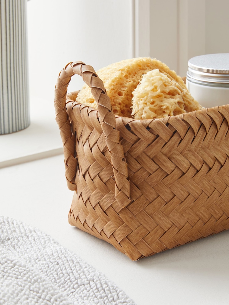 Natural Plastic Wicker Small Storage Basket - Image 2 of 5