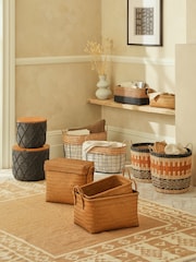 Natural Plastic Wicker Small Storage Basket - Image 3 of 5