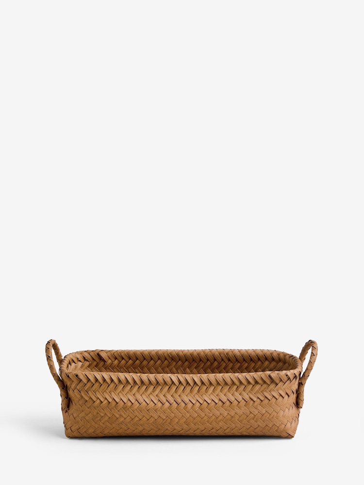 Natural Plastic Wicker Small Storage Basket - Image 5 of 5