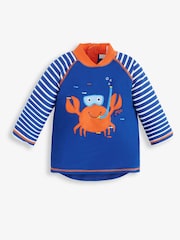 JoJo Maman Bébé Blue Crab UPF 50 Sun Protection Rash Vest - Image 3 of 3
