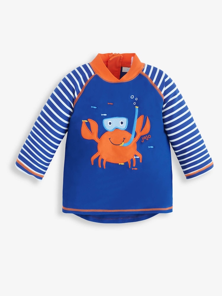JoJo Maman Bébé Blue Crab UPF 50 Sun Protection Rash Vest - Image 3 of 3