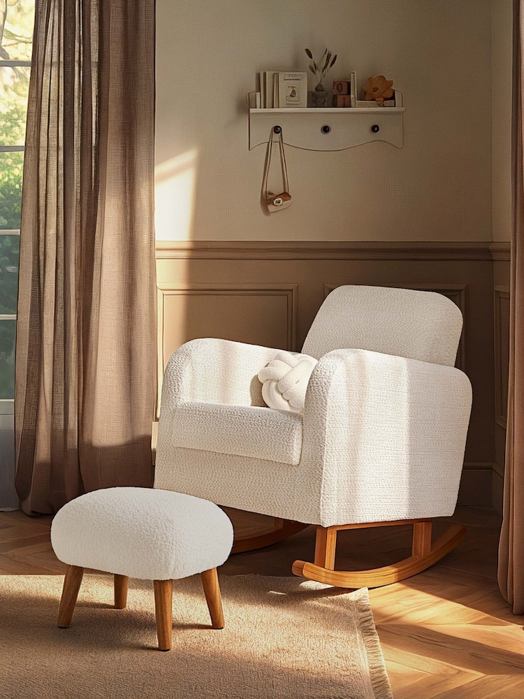 Cuddleco Off White Etta Boucle Nursing Chair & Footstool - Image 1 of 4 Cuddleco Off White Etta Boucle Nursing Chair & Footstool - Image 1 of 4