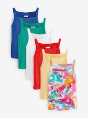 Regenbogen-Knüpfbatik - 6er-Pack Rippstrick-Trägertops (3–16 J.) - Bild 1 von 8