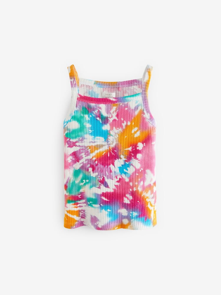 Rainbow Tie Dye 6 Pack Rib Strappy Vest (3-16yrs) - Image 7 of 8