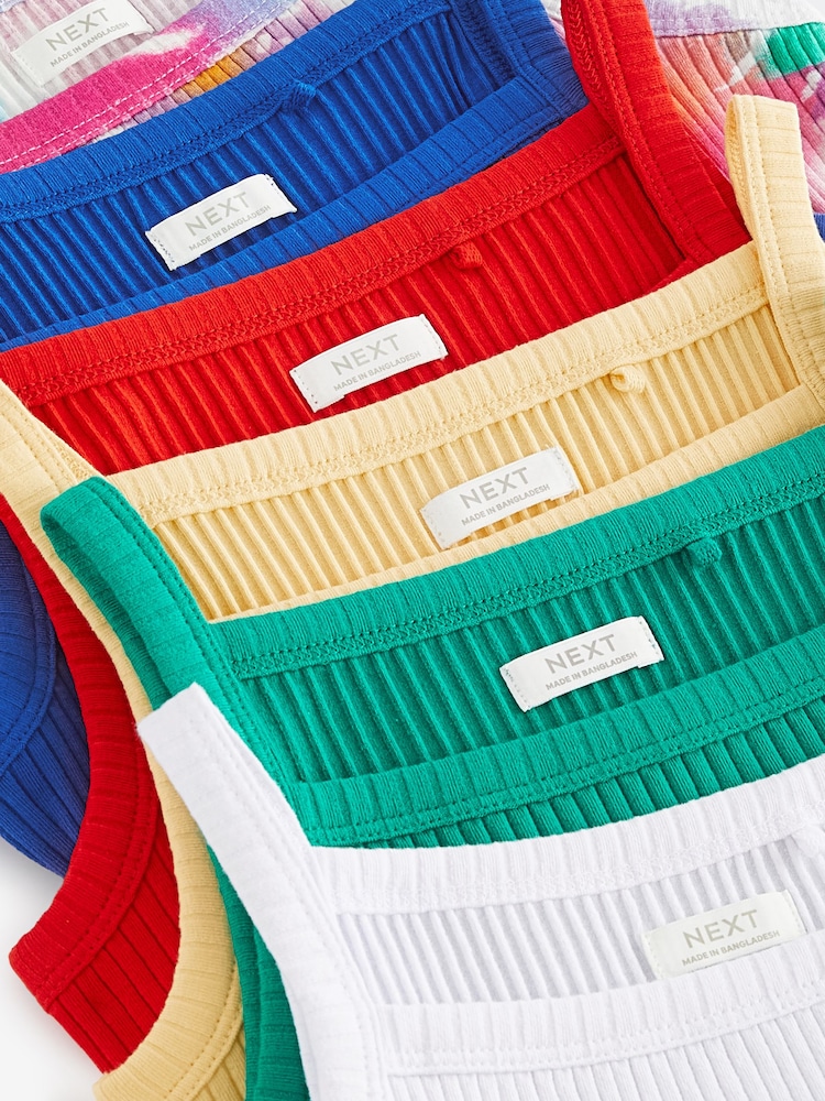 Regenbogen-Knüpfbatik - 6er-Pack Rippstrick-Trägertops (3–16 J.) - Bild 8 von 8