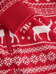 The Little Tailor Red Cotton Reindeer Fairisle Pattern Christmas Onesie - Image 4 of 5