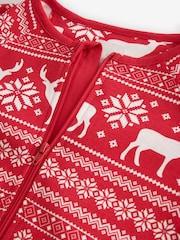 The Little Tailor Red Cotton Reindeer Fairisle Pattern Christmas Onesie - Image 5 of 5