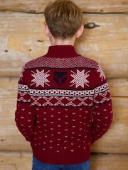 The Little Tailor Red Wool Blend Reindeer Motif Turtle Neck Christmas Jumper - Image 5 of 7
