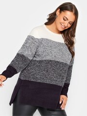 Yours Curve Cream Colourblock Jumper - Image 1 of 4