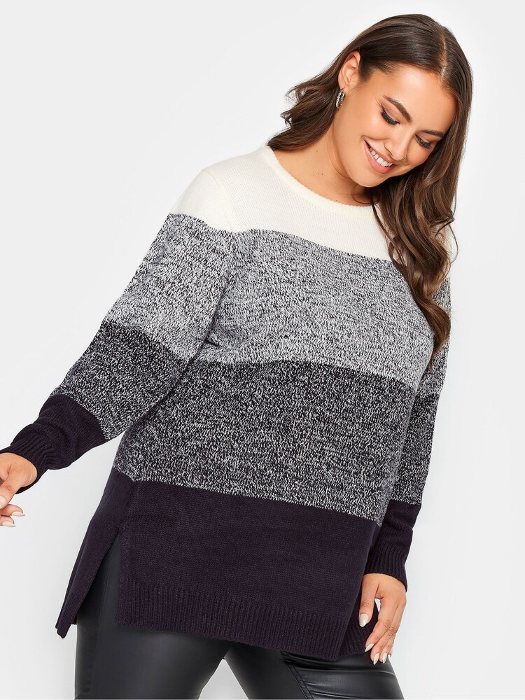 Yours Curve Cream Colourblock Jumper - Image 1 of 4