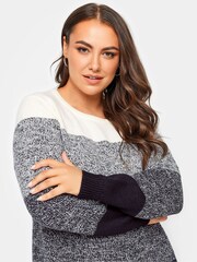 Yours Curve Cream Colourblock Jumper - Image 4 of 4