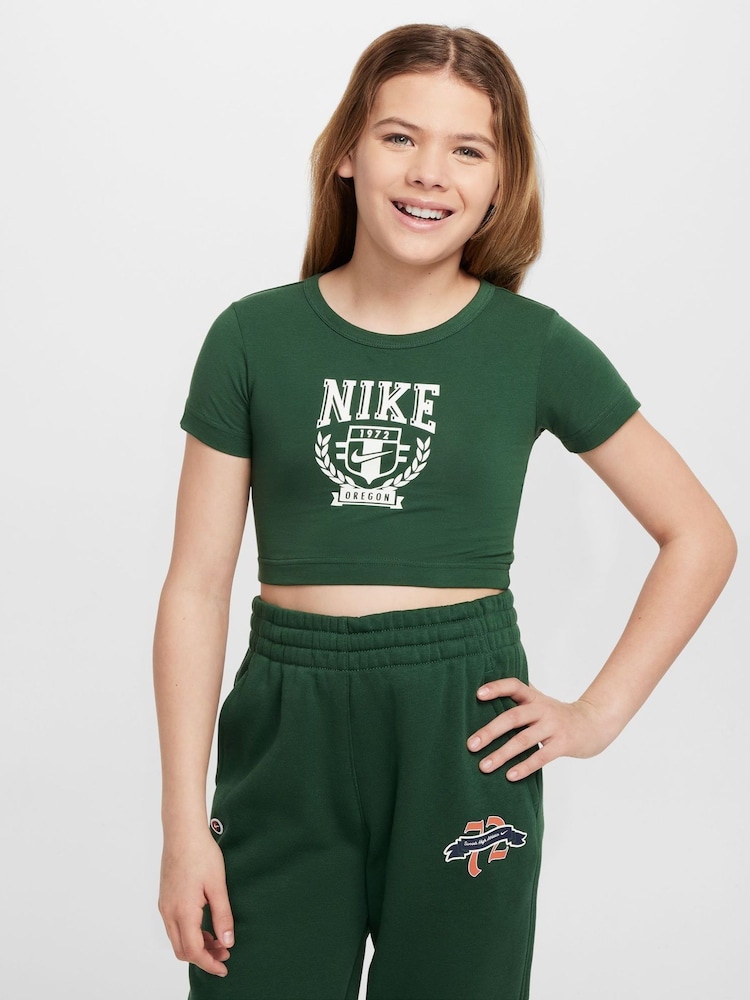 Зеленый - Nike трендовая футболка укороченного кроя - Image 1 of 4