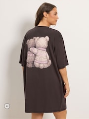 Yours Curve Brown 'Snuggle Up' Teddy Sleep T-Shirt - Image 3 of 6