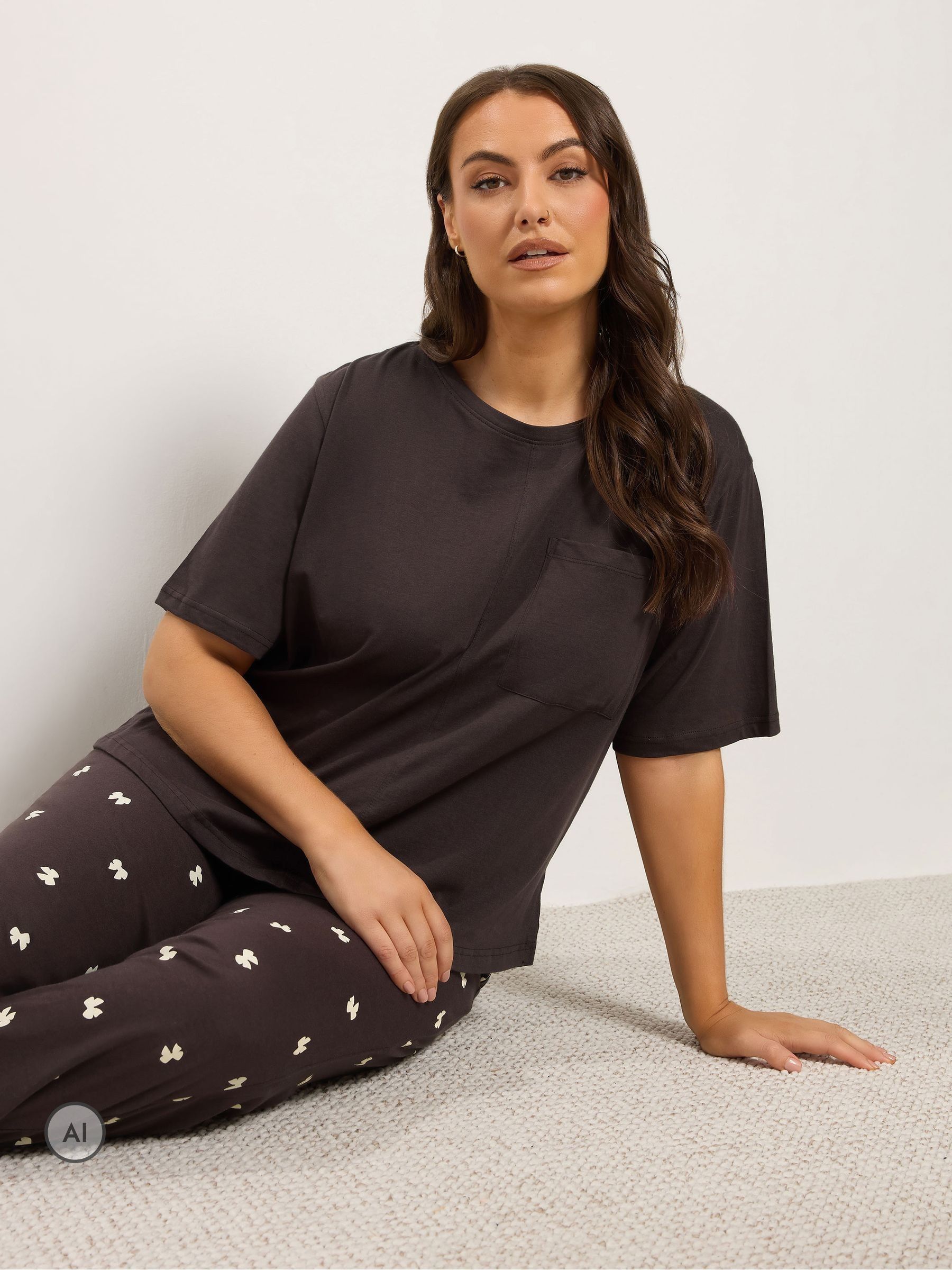 Yours Women's Chocolate Bows Wide Leg Pyjama Set In Size 38-40 - Image 6