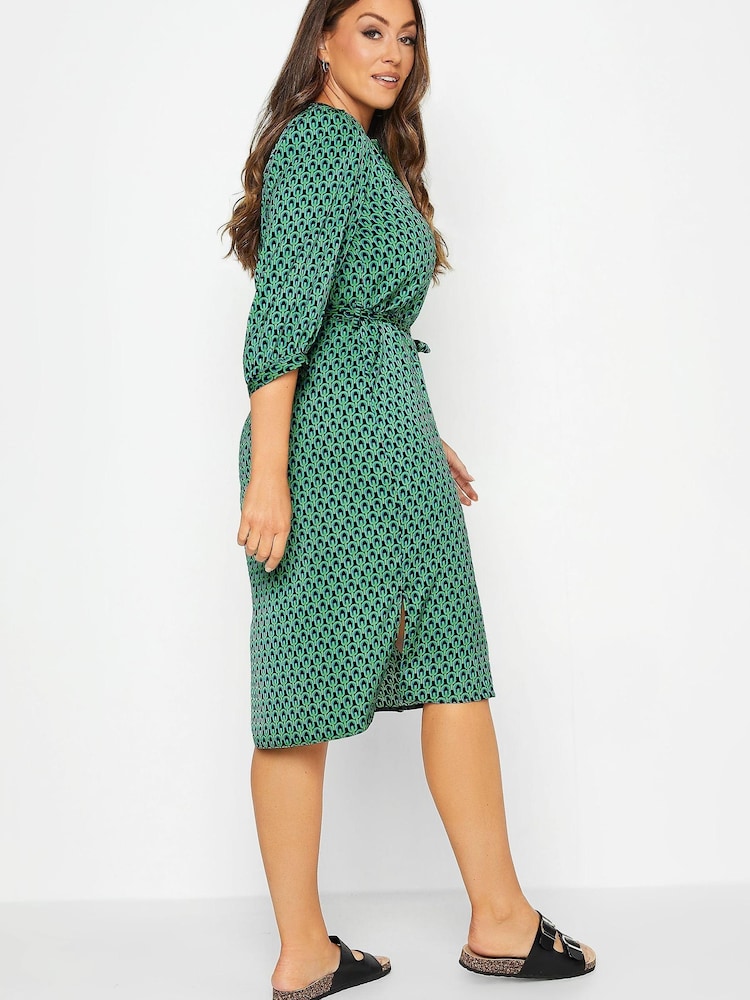 M&Co Green Print Tie Detail Tunic Dress - Image 2 of 4