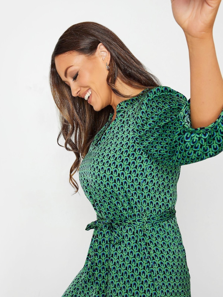 M&Co Green Print Tie Detail Tunic Dress - Image 4 of 4