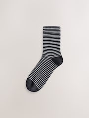 Black/Grey Sparkle Stripe Ankle Socks 5 Pack - Image 2 of 8