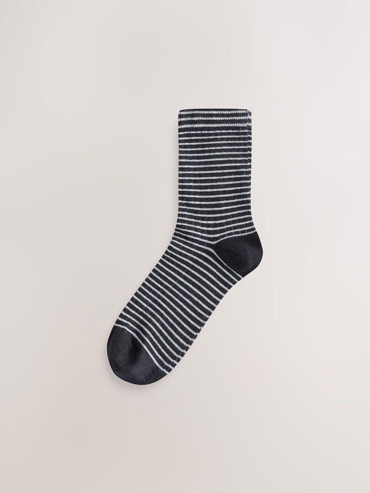 Black/Grey Sparkle Stripe Ankle Socks 5 Pack - Image 2 of 8 Black/Grey Sparkle Stripe Ankle Socks 5 Pack - Image 2 of 8