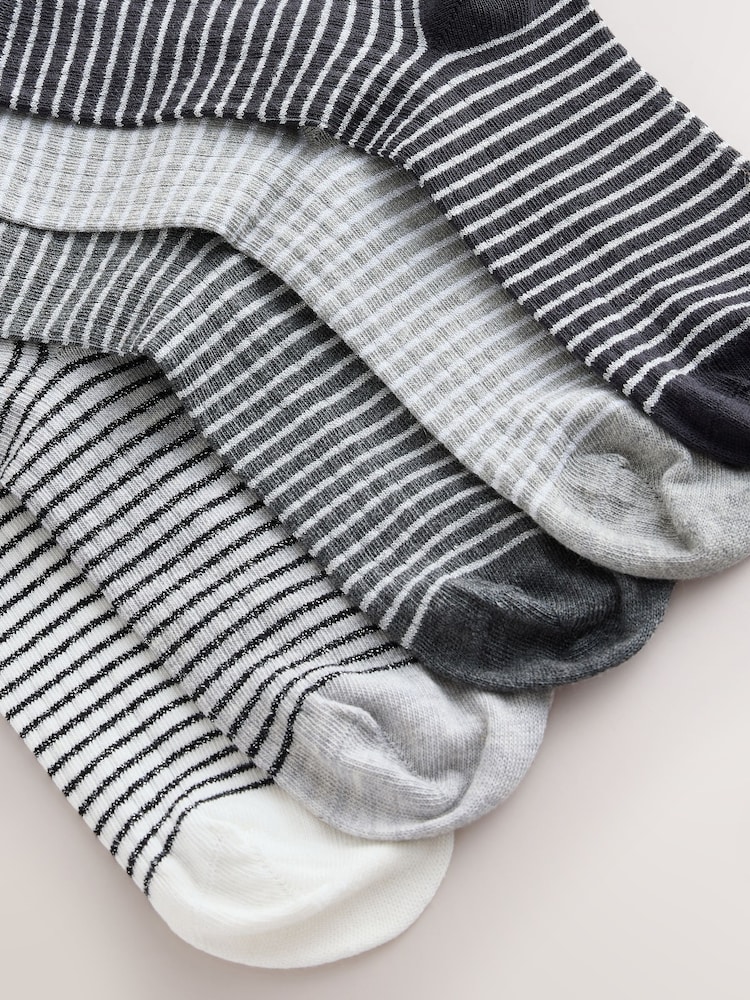 Black/Grey Sparkle Stripe Ankle Socks 5 Pack - Image 8 of 8 Black/Grey Sparkle Stripe Ankle Socks 5 Pack - Image 8 of 8