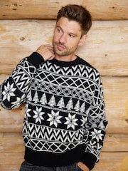 The Little Tailor Black Cotton Winter Fairisle Christmas Jumper - Image 1 of 4