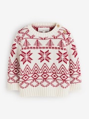 The Little Tailor Cream Cotton Winter Fairisle Christmas Jumper - Image 1 of 1
