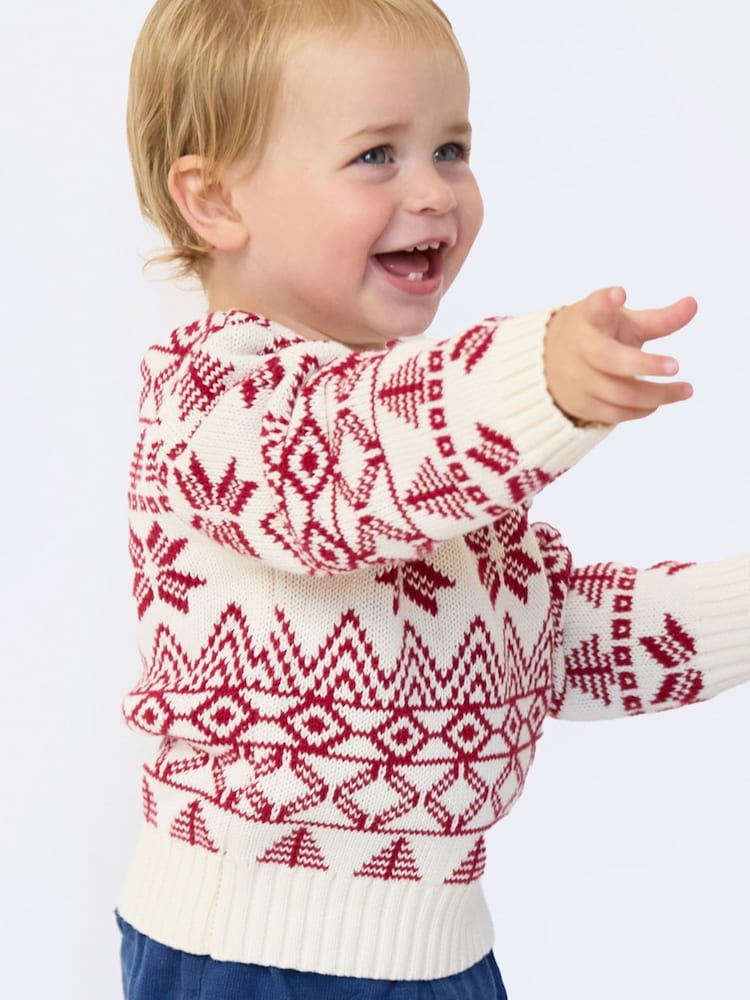 Кремовий - The Little Tailor бавовняний зимовий різдвяний светр - Image 2 of 7