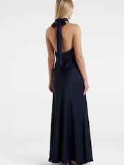 Forever New Navy Blue Yvette Knot Tie Neck Gown - Image 2 of 4