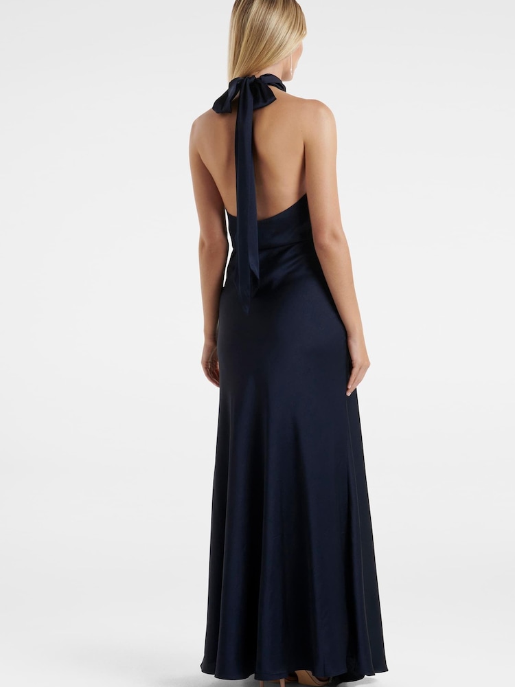 Forever New Navy Blue Yvette Knot Tie Neck Gown - Image 2 of 4 Forever New Navy Blue Yvette Knot Tie Neck Gown - Image 2 of 4