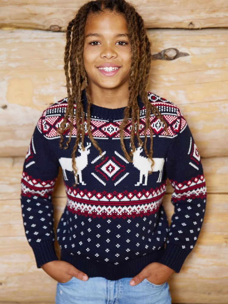 The Little Tailor Premium Cotton Reindeer Rund hals Jultröja - Bild 1 av 6