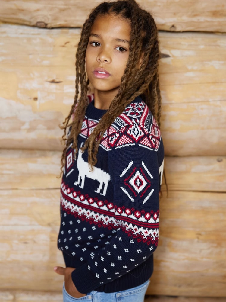 The Little Tailor Premium Cotton Reindeer Rund hals Jultröja - Bild 2 av 6