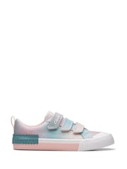 Clarks Pink Standard Fit (F) Pastel Foxing Brill Kids Canvas Shoes - Image 1 of 7