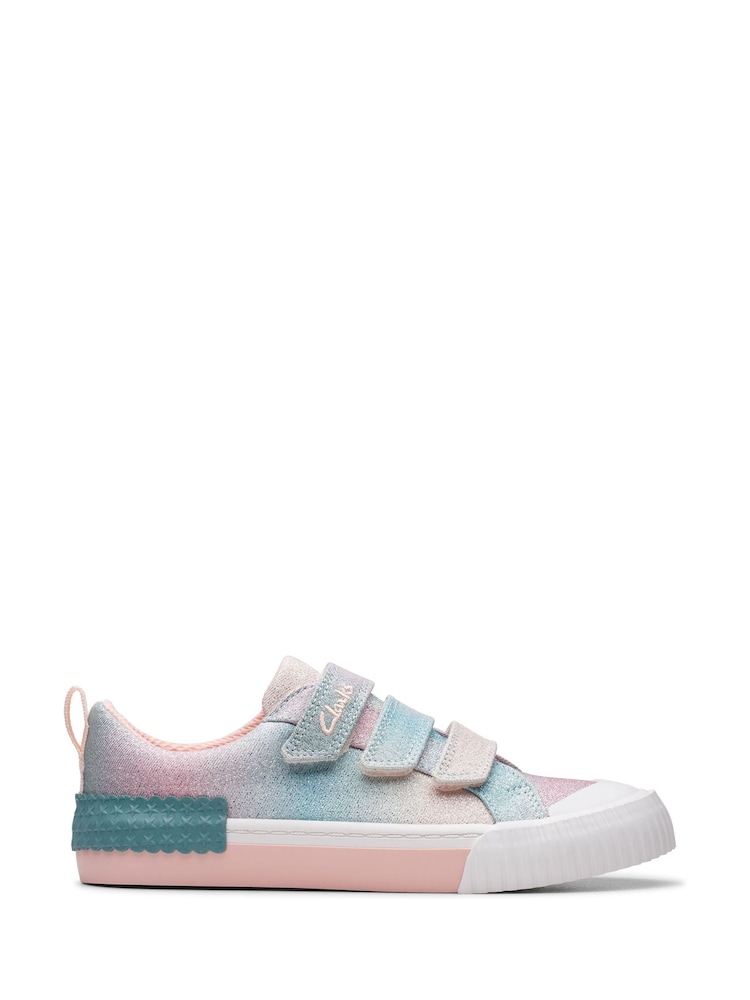 Clarks Pink Standard Fit (F) Pastel Foxing Brill Kids Canvas Shoes - Image 1 of 7